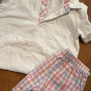 Kids Checkered short Set - White and Pastel